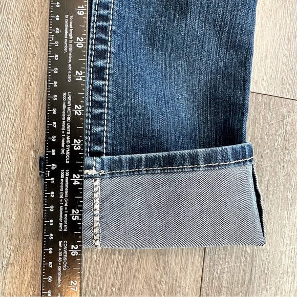 Miss Me Denim Jeans Easy Capri Rolled Adjustable Straight Leg Rhinestones Bling - Picture 12 of 16